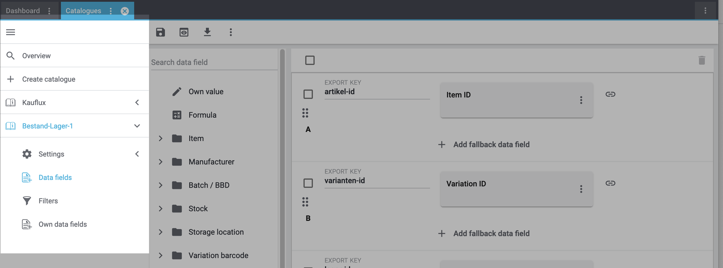 catalogue default navigation