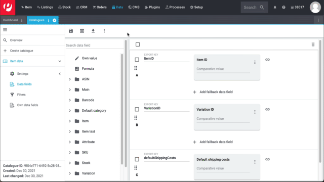 catalogue export