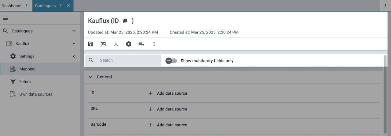 catalogue market toolbar