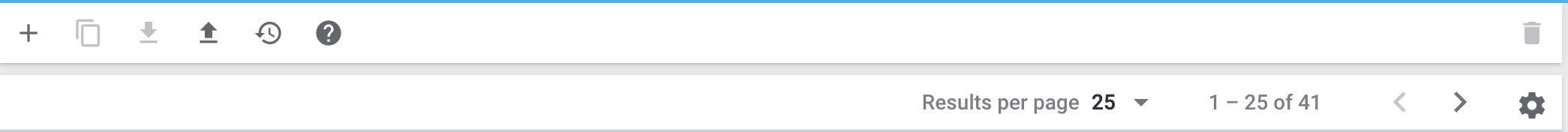 catalogue overview toolbar