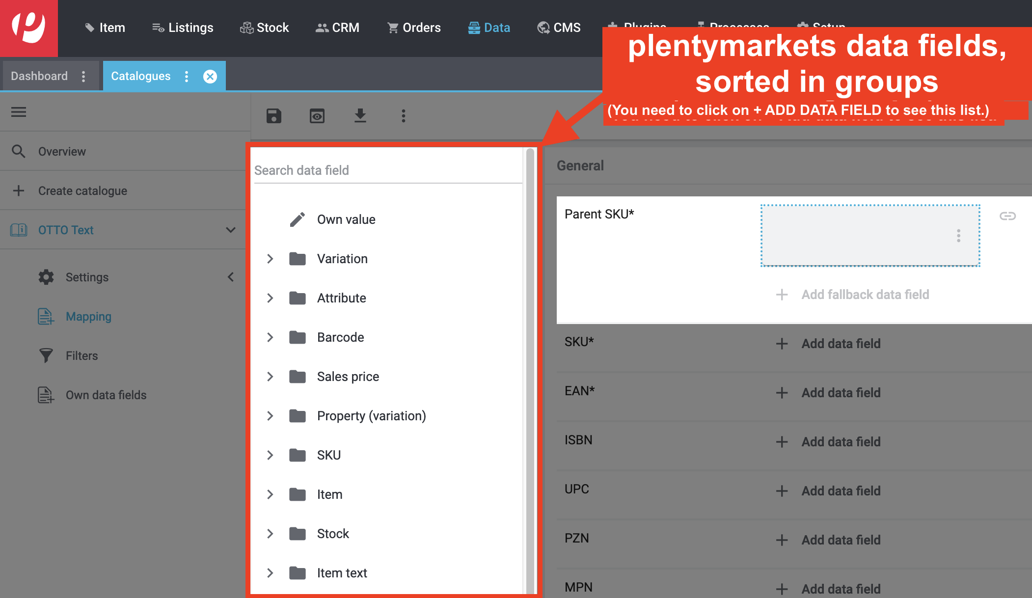 plentymarkets data fields