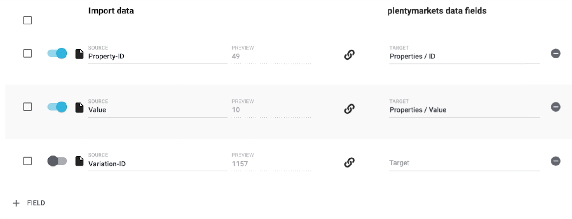 properties import link mapping wholenumber