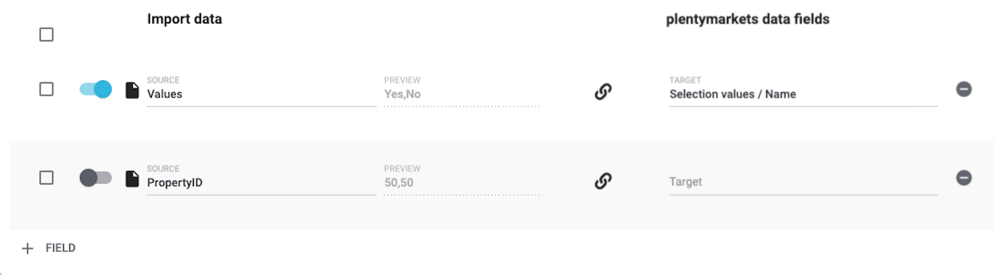 properties import selectionvalues mapping