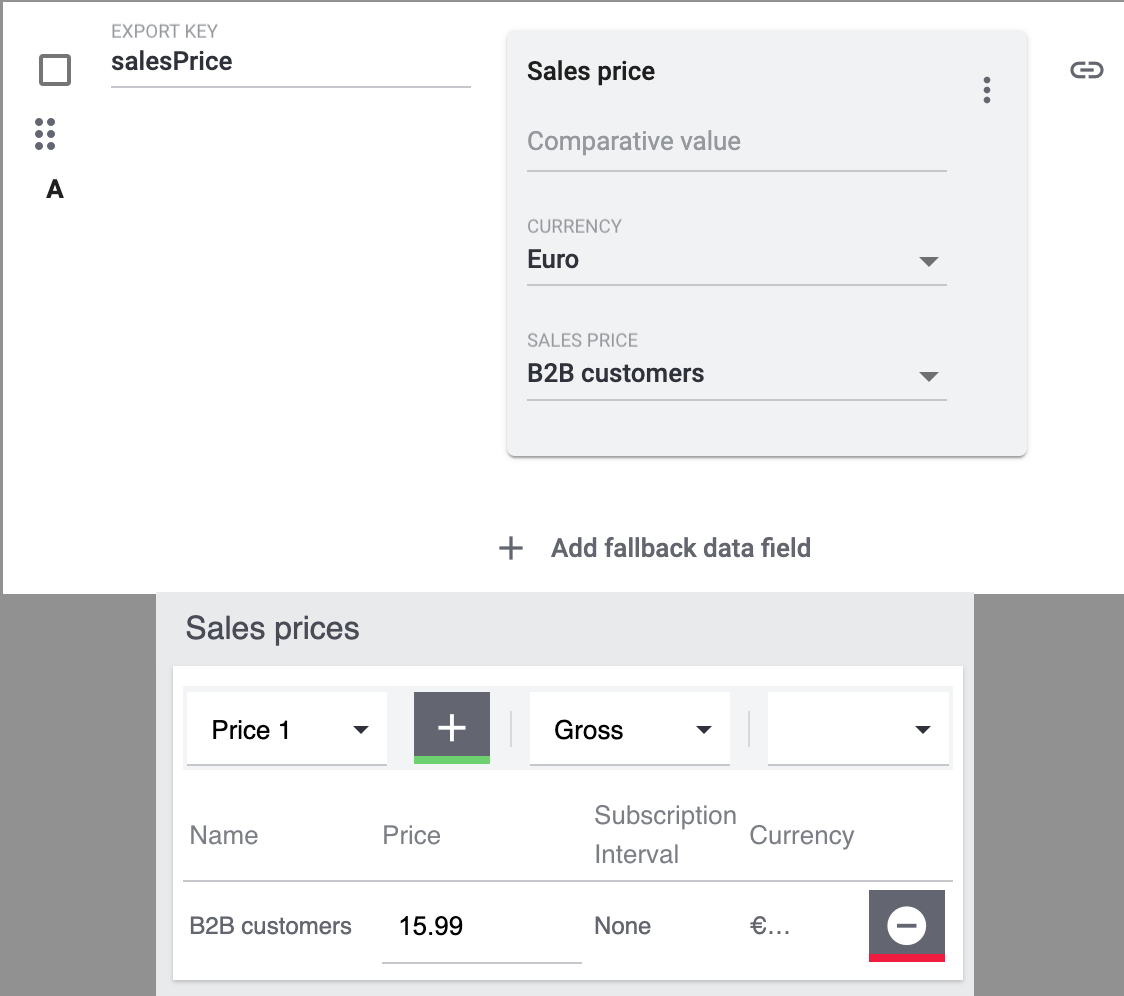 salesprice catalogue variation