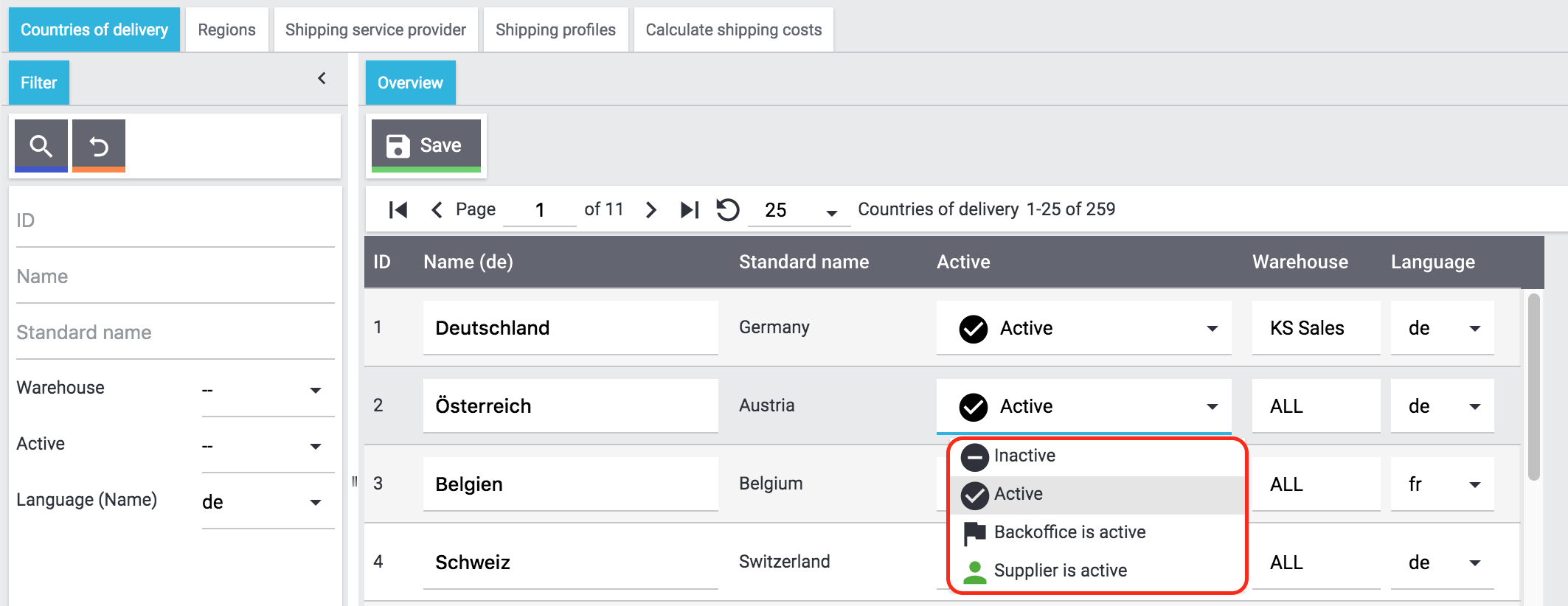 DHL plugin activate countries of delivery