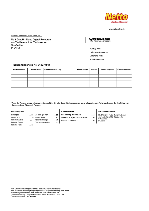 Return slip