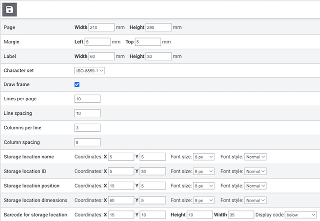 label settings